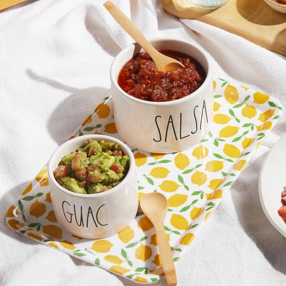 Rae Dunn SALSA GUAC Dip Bowl Spoon Set by Magenta Dish Mug Cup Meal - Picture 2 of 3